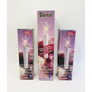 Darice Sensor Welcome Candle Lamps Solid Brass Base with Bulbs Set of 3